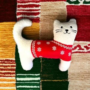 Wondershop White Cat Plush Pillow with Red Sweater